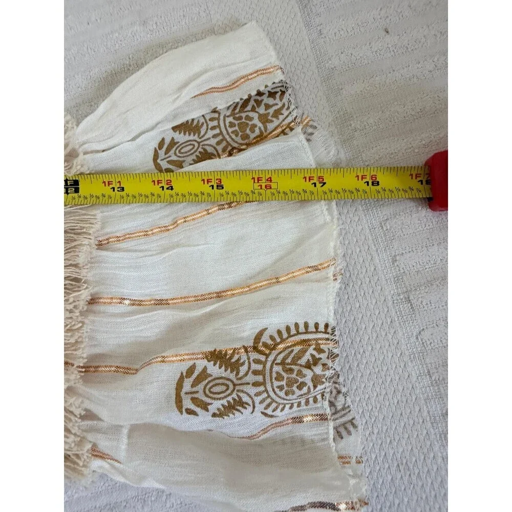 Namaste India Women S Dress Gold White Embroidered Bell Sleeve Festival Boho - Picture 15 of 16